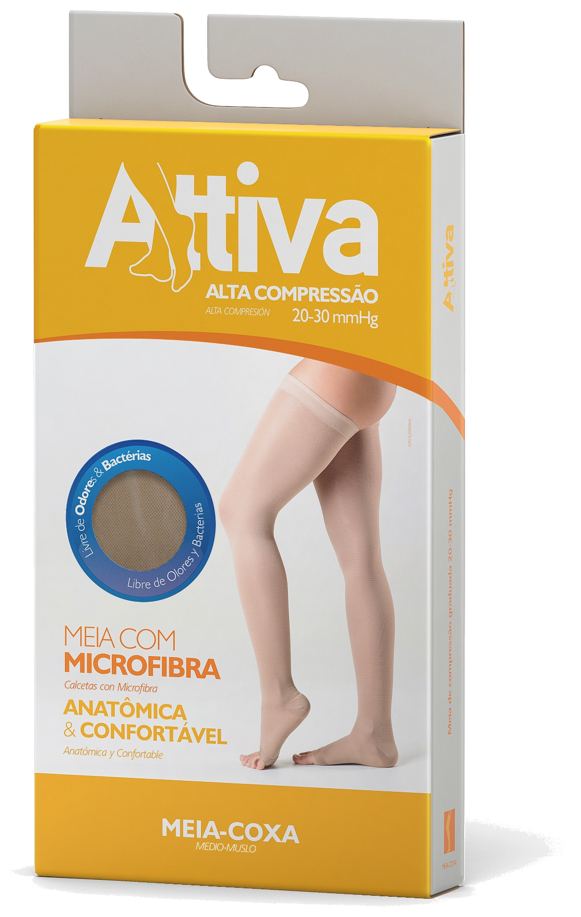 Embalagem original da meia-calça Attiva de alta compressão, 20–30 mmHg