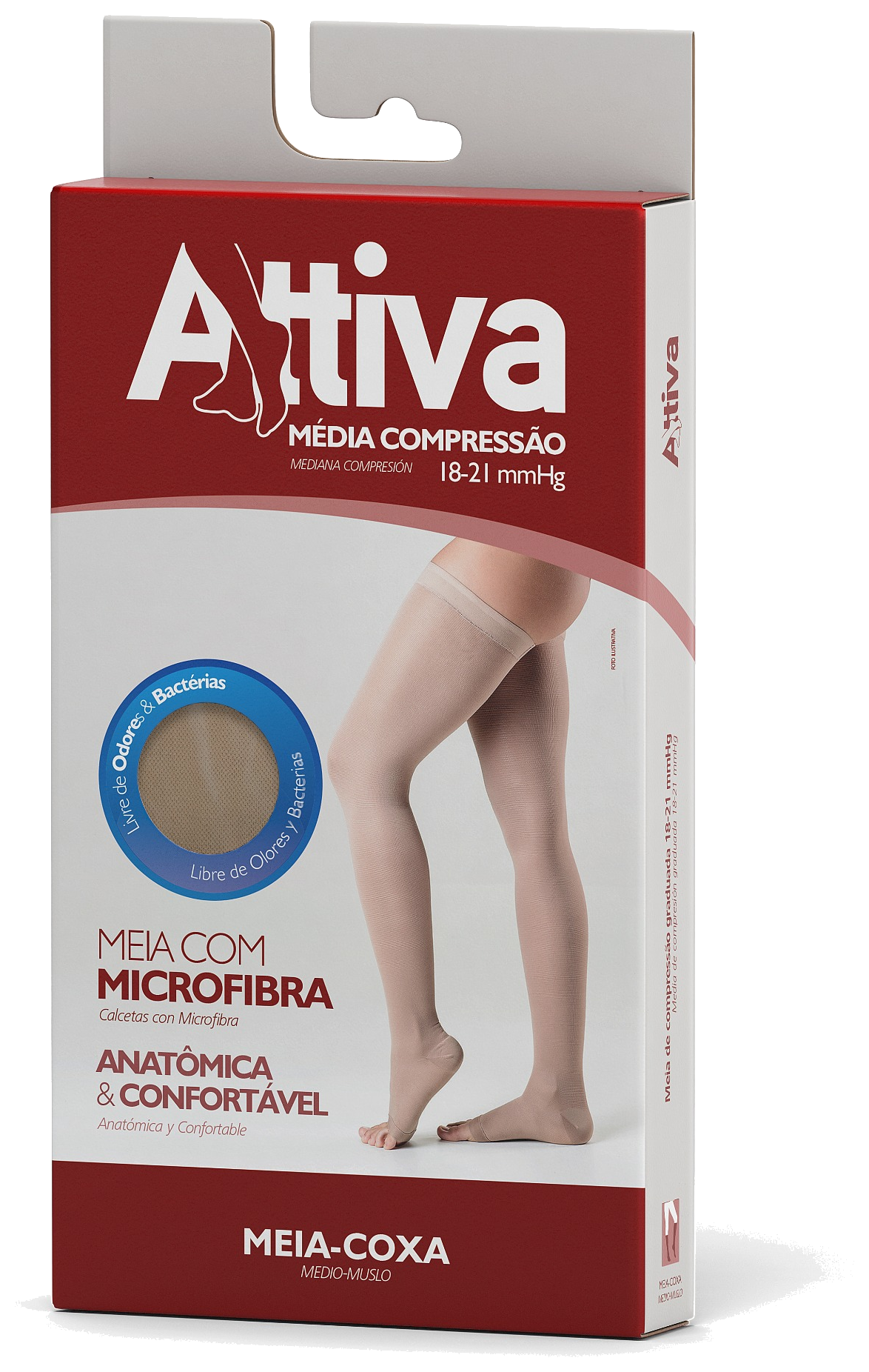 Embalagem original Attiva Meia-Coxa 18–21 mmHg