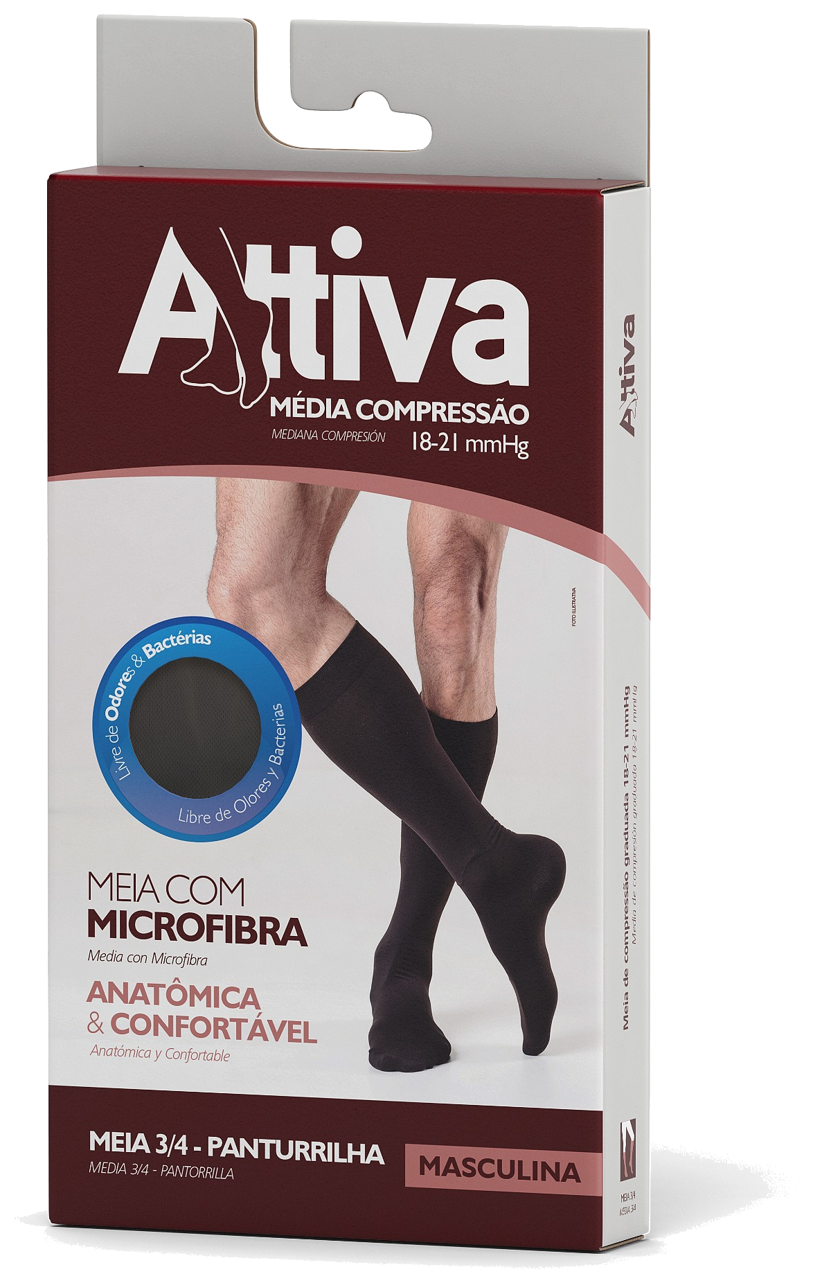 Embalagem original Attiva Panturrilha Masculina 18–21 mmHg
