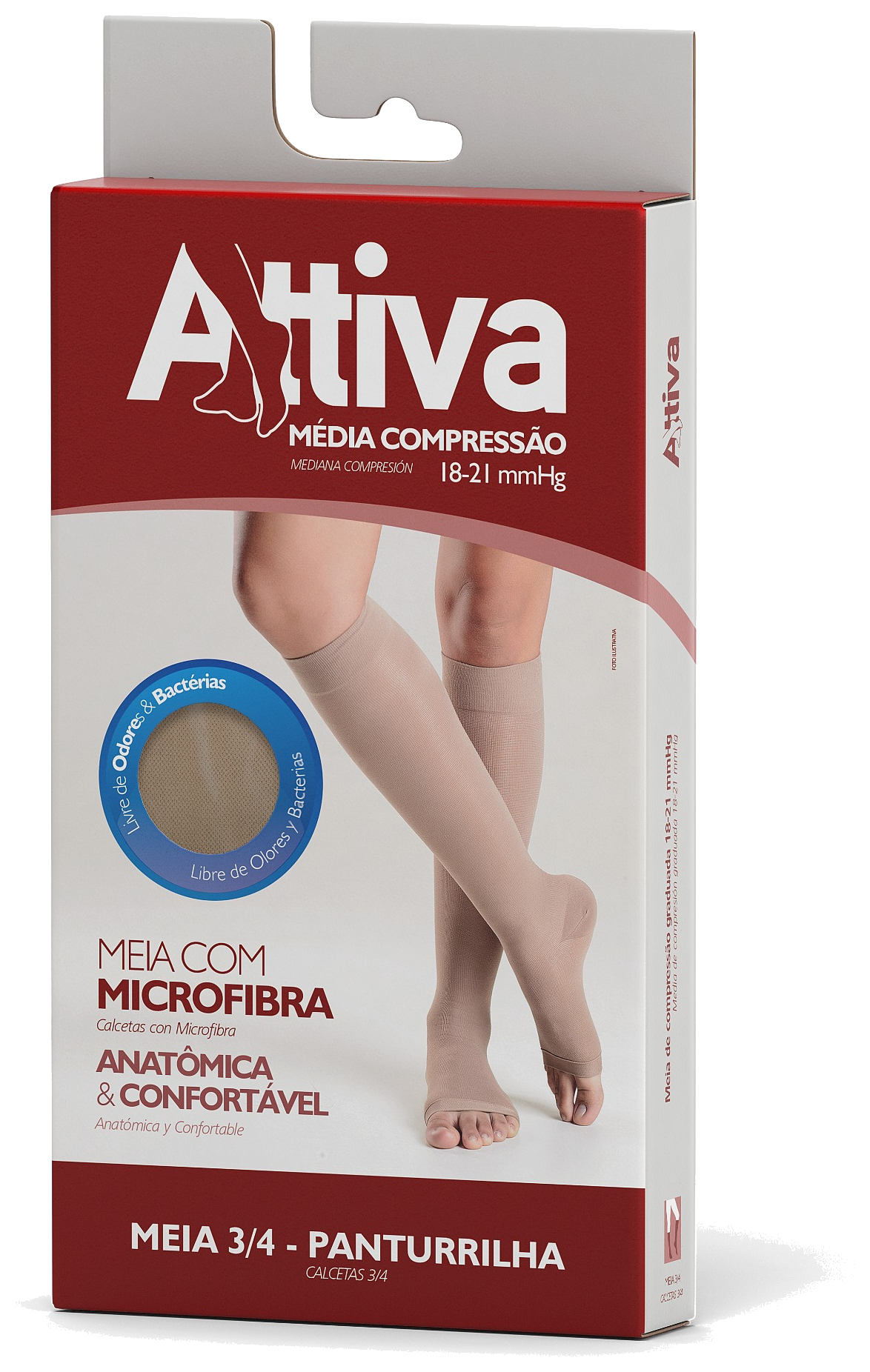 Embalagem original Attiva Panturrilha 18–21 mmHg